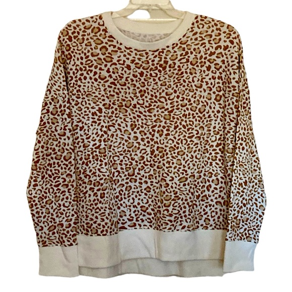 Time and Tru Tops - Time and Tru Cheetah print crew neck sweatshirt with ribbed trim, XL 16/18
